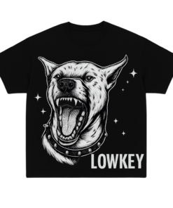 Lowkey Black T-shirt with dog print